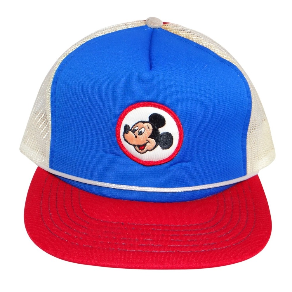 Vintage Mickey Mouse Trucker‎ Hat Blue Red Mesh Disney Snapback Cap